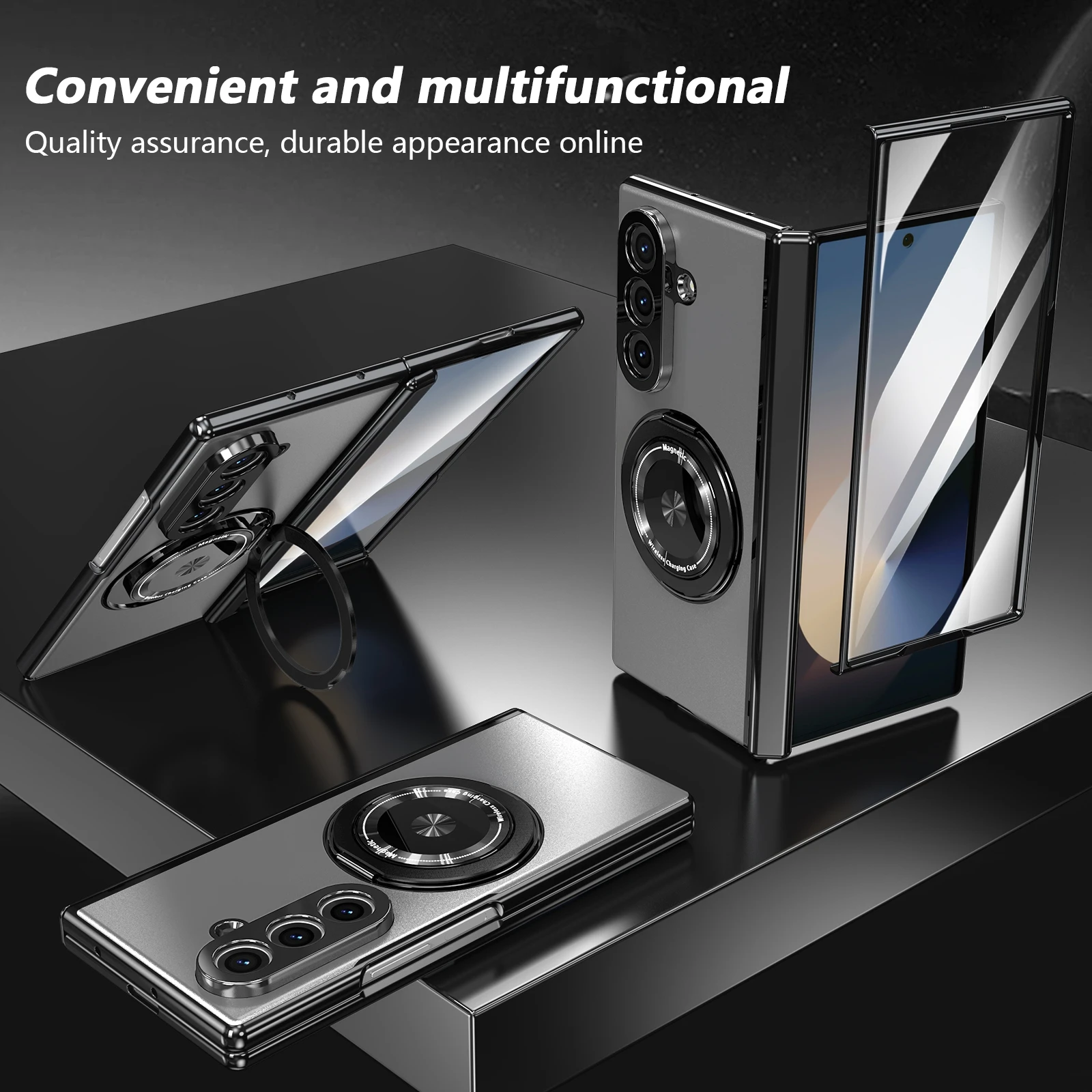 

Ultra Luxury 360 Rotating Holder Magnetic Phone Case For Samsung Galaxy Z Fold 7 6 5 4 3 Ring Hinge Steel film Protection Cover