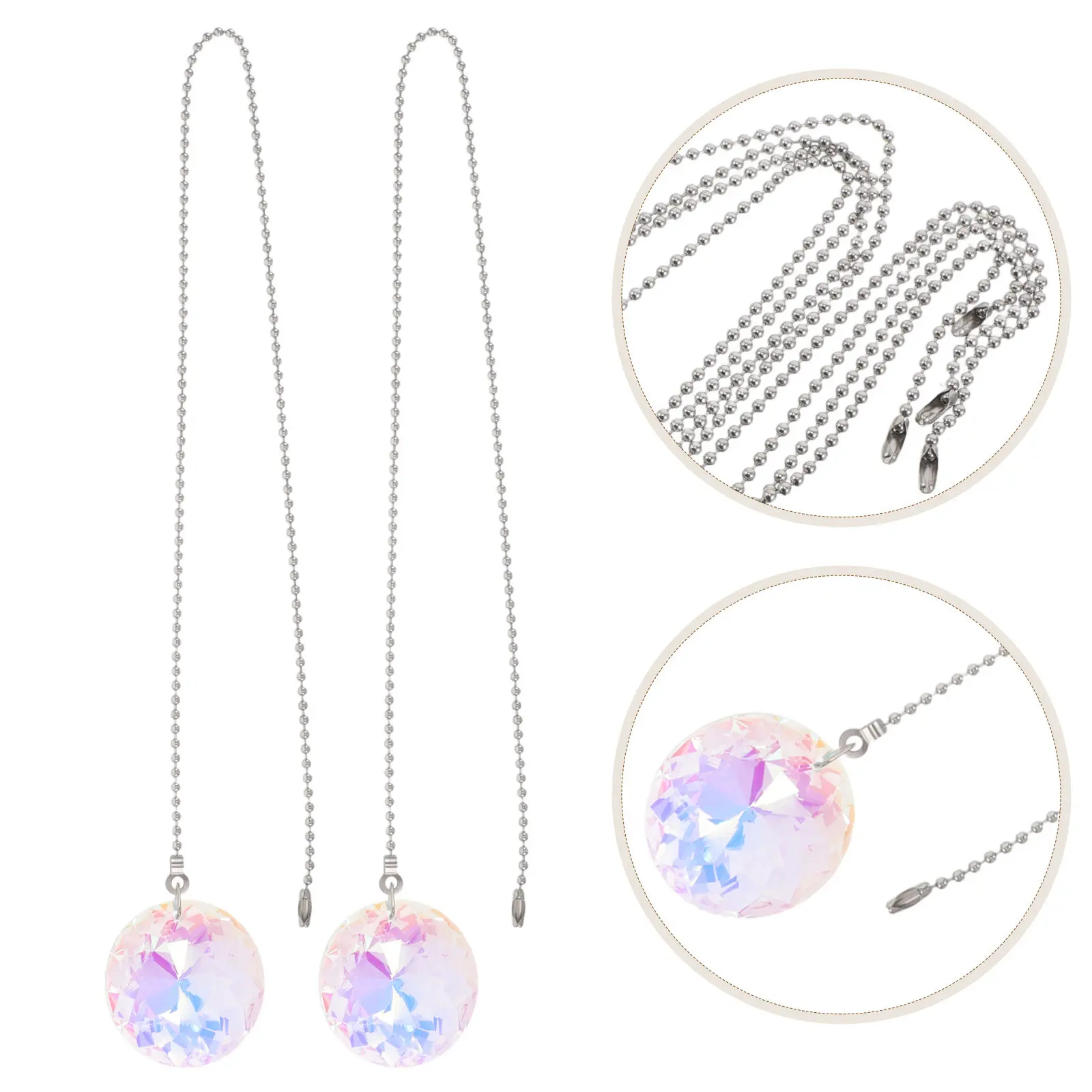 

4Pcs Crystal Ceiling Fan Pull Chains Decorative Chain Ornaments for Ceiling Fans Light Fixtures Pull Chain Extension Cord