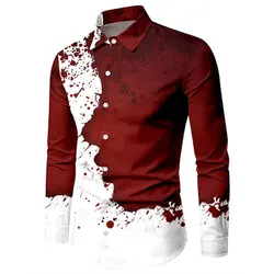 New Shirts Fashion Two-color Splicing Men's Casual Tops Buttons Designer Clothing Men Party Temperament Dress Long-sleeved Shirt