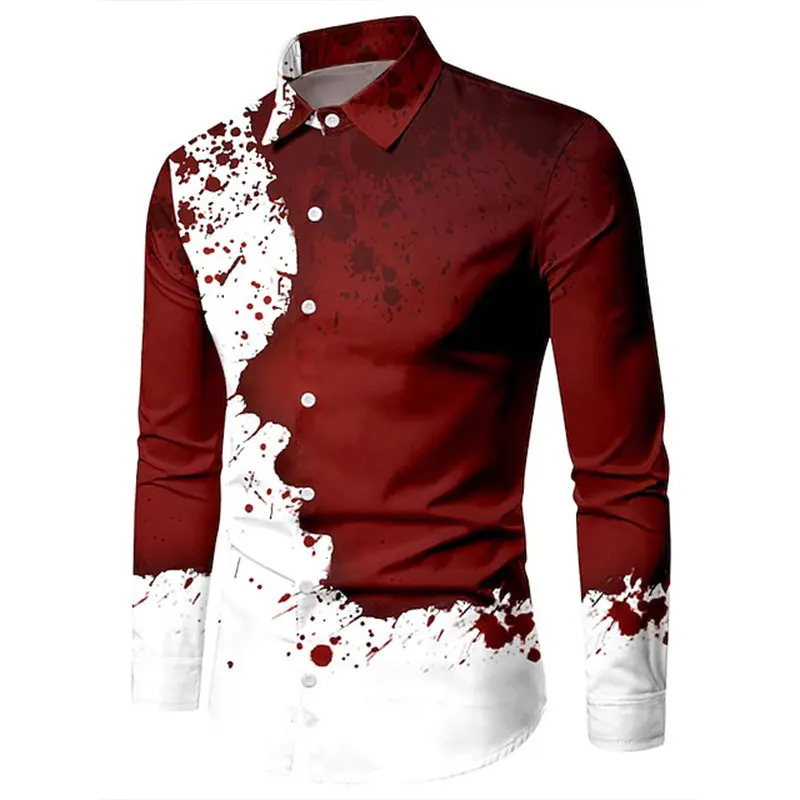 New Shirts Fashion Two-color Splicing Men's Casual Tops Buttons Designer Clothing Men Party Temperament Dress Long-sleeved Shirt