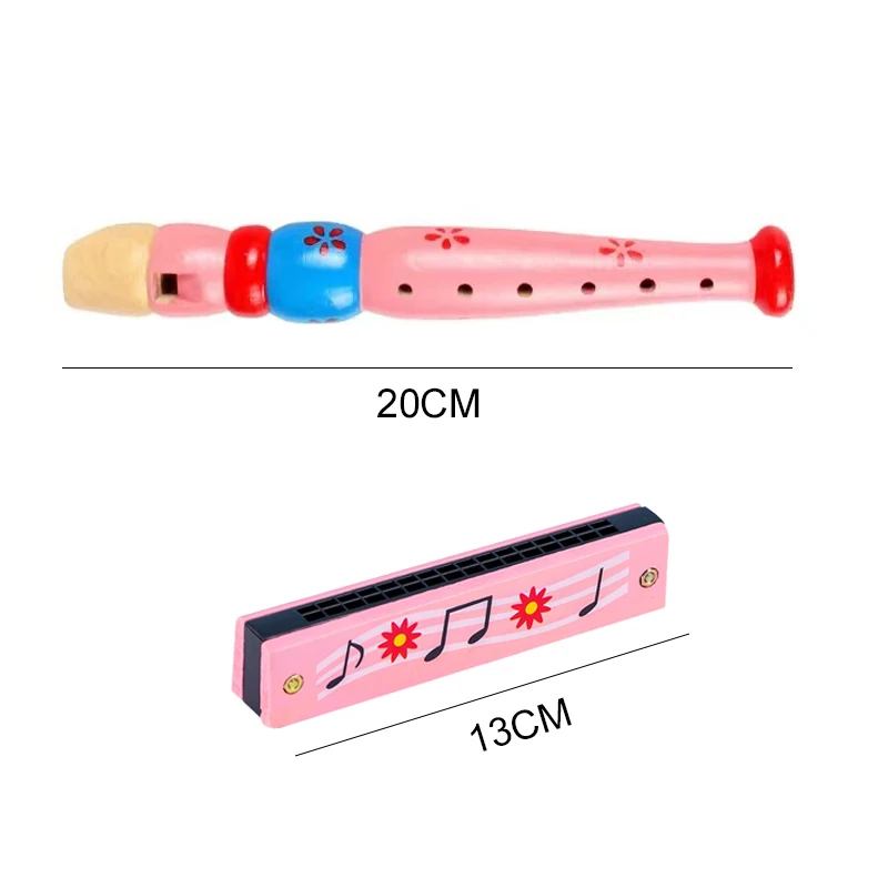 Flûte de dessin animé en bois colorée et Harmonica, Instrument de musique en bois, jouets pour enfants, jouets musicaux éducatifs précoces pour enfants