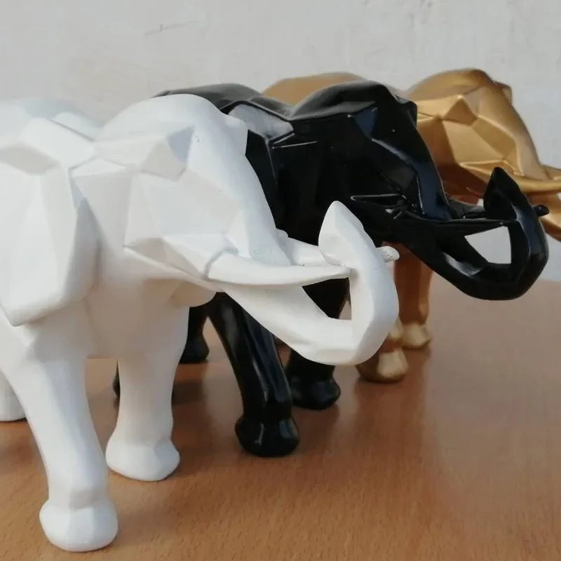 

Northern Europe Simplicity Resin Elephant Ornaments, Geometric, Abstract, Home Furnishing, Animal Sculpture, 36cm