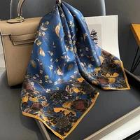 100% Natural Silk Scarf for Woman Designer Birds on Tree Print Bandana Foulard Female Luxury Square Neckerchief New SD0064 - Image 2