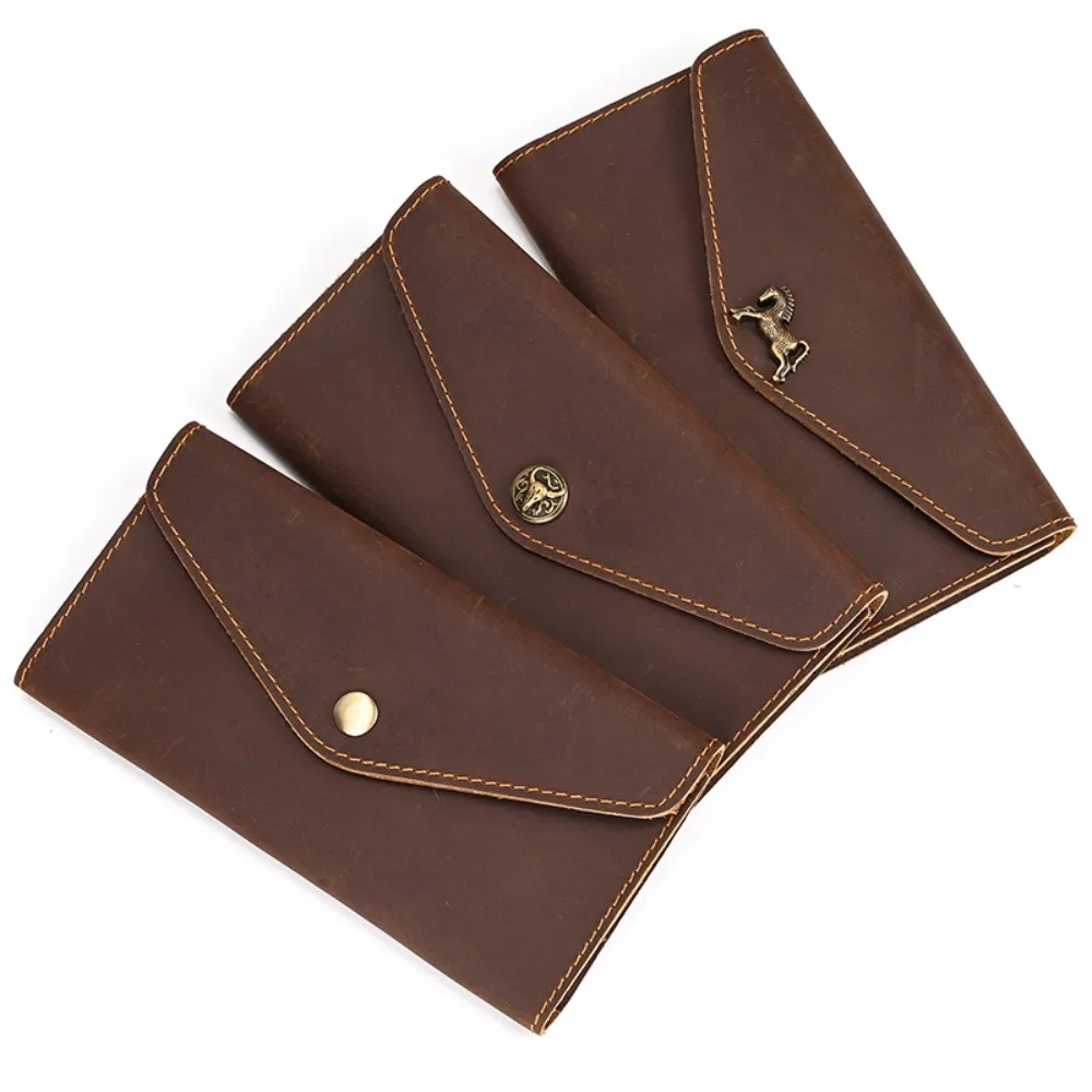 

Genuine Leather Clutch Versatile Men's Fashion Premium Multifunctional Long Wallet Mobile Phone Envelope Bag Simple Flap Wallet