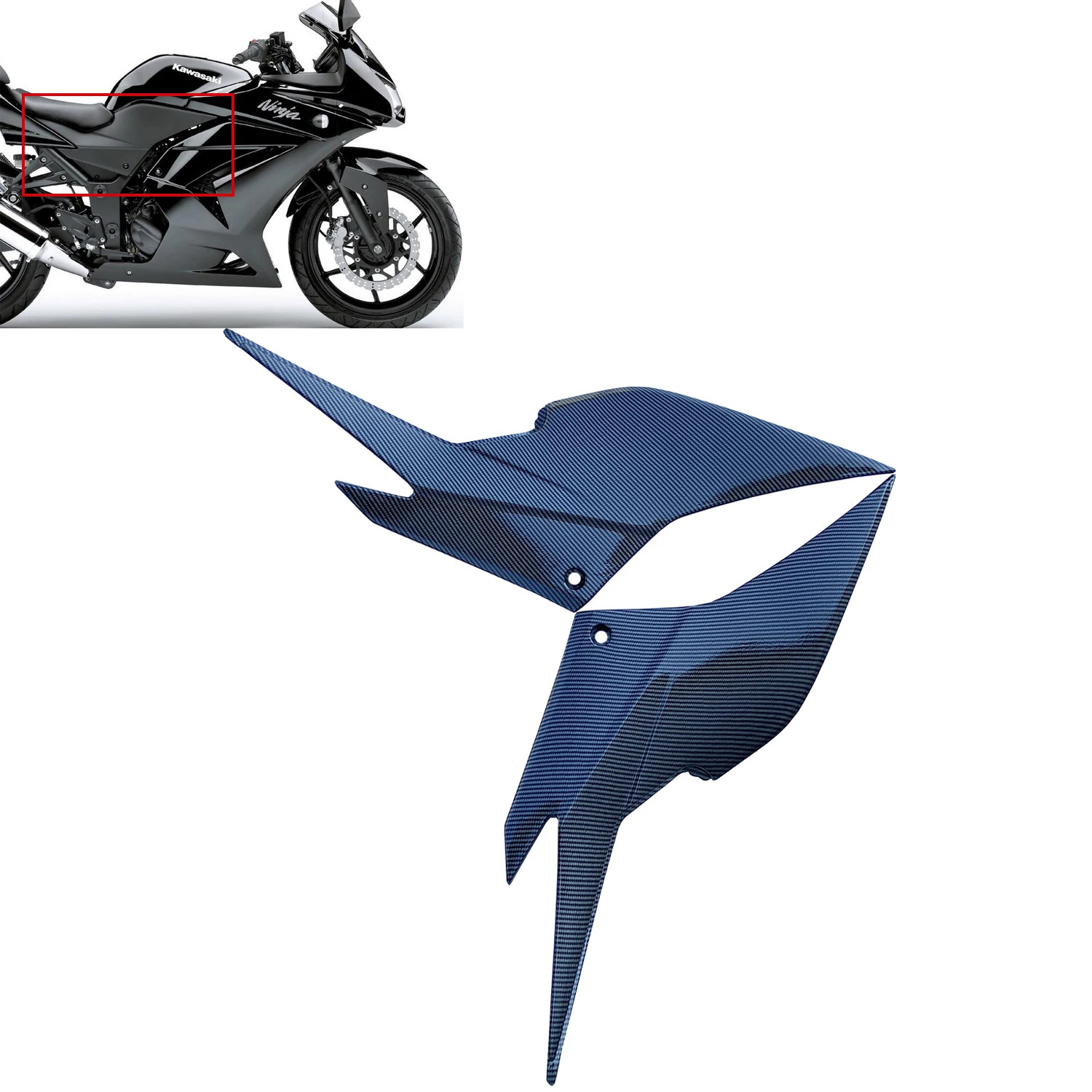 

Carbon Fiber Painting Fuel Gas Tank Side Panel Cover Fairing For Kawasaki Ninja 250R EX250 ZX250 2008 2009 2010 2011 2012