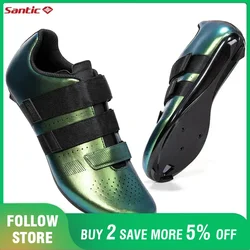 Santic Cycling Lock Shoes Hook Loop Design Nylon Sole Leisure Road Riding Bicycle Sneakers Outdoor Breathable Running Sneakers