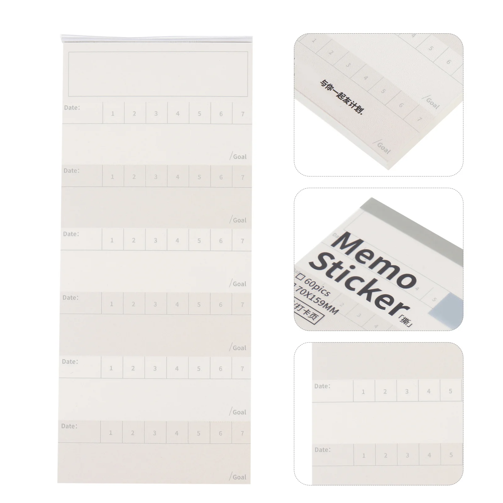 Plan Book Sticky Memo Notepads Multipurpose Tearable Self-Adhesive Planning Labels for Office School Study Notes