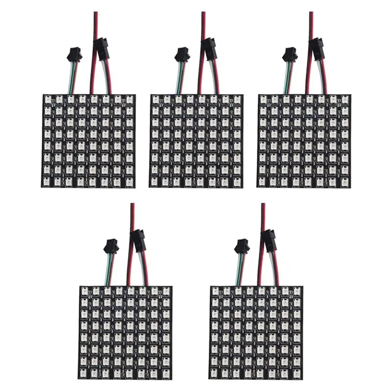 AEE5-WS2812B Dot Matrix Screen RGB 5050SMD Individual Addressable 8X8 256 Pixels LED Matrix Panel Flexible Full Color 5PCS