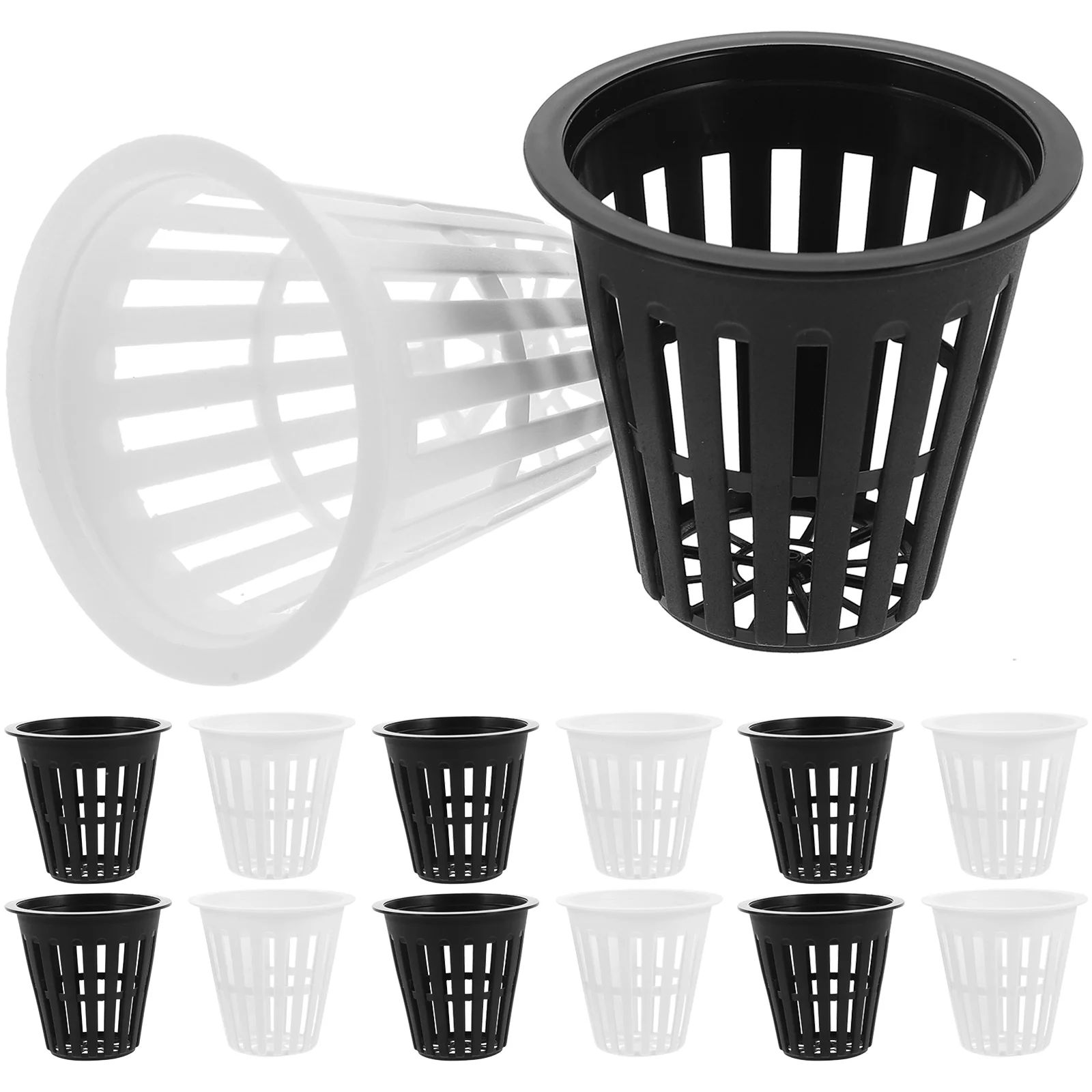 

20pcs Hydroponic Plant Pots Unsoiled Cultivation Baskets 10 Black 10 White Mini Garden Net Cups Nursery Seedling Containers