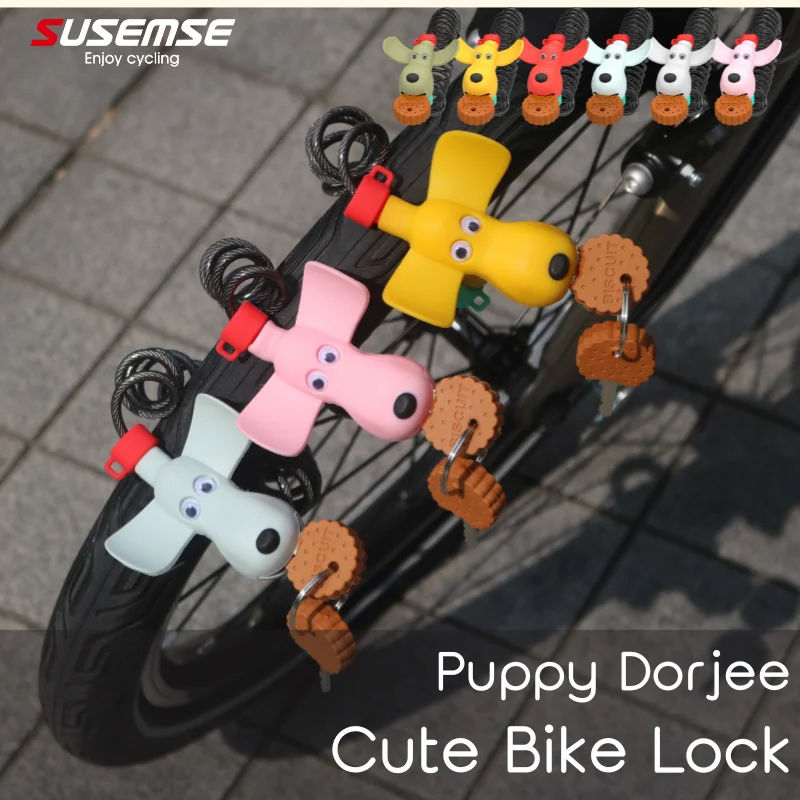 

SUSEMSE Cute dog-shaped bike lock for mountain&road bike, child bike, bike accessories with 2 cookie keys, anti-theft bike lock