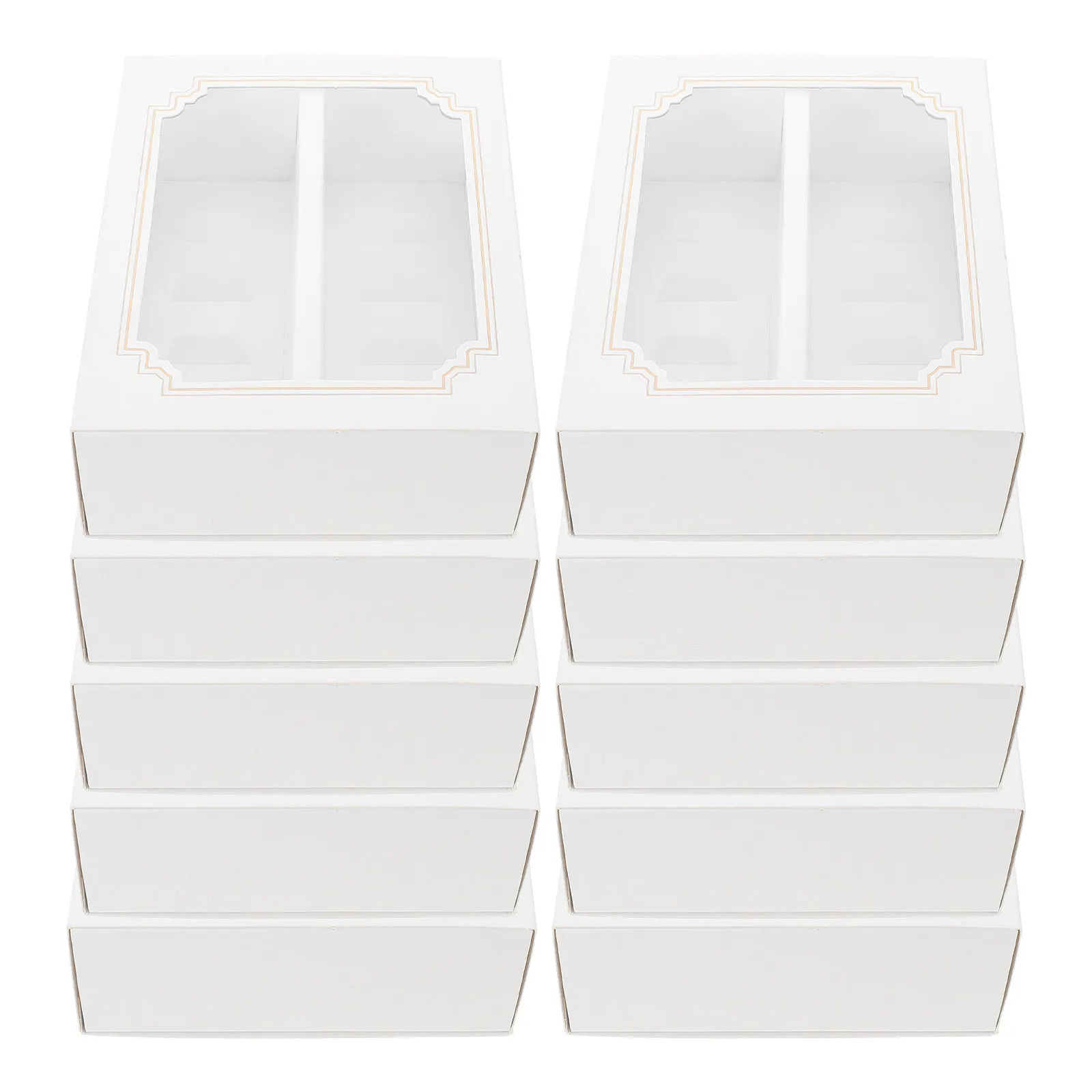 Macaron Boxes 10 Pack Clear Window Drawer Style Paper Cookie Packaging Bakery Dessert Gift Containers