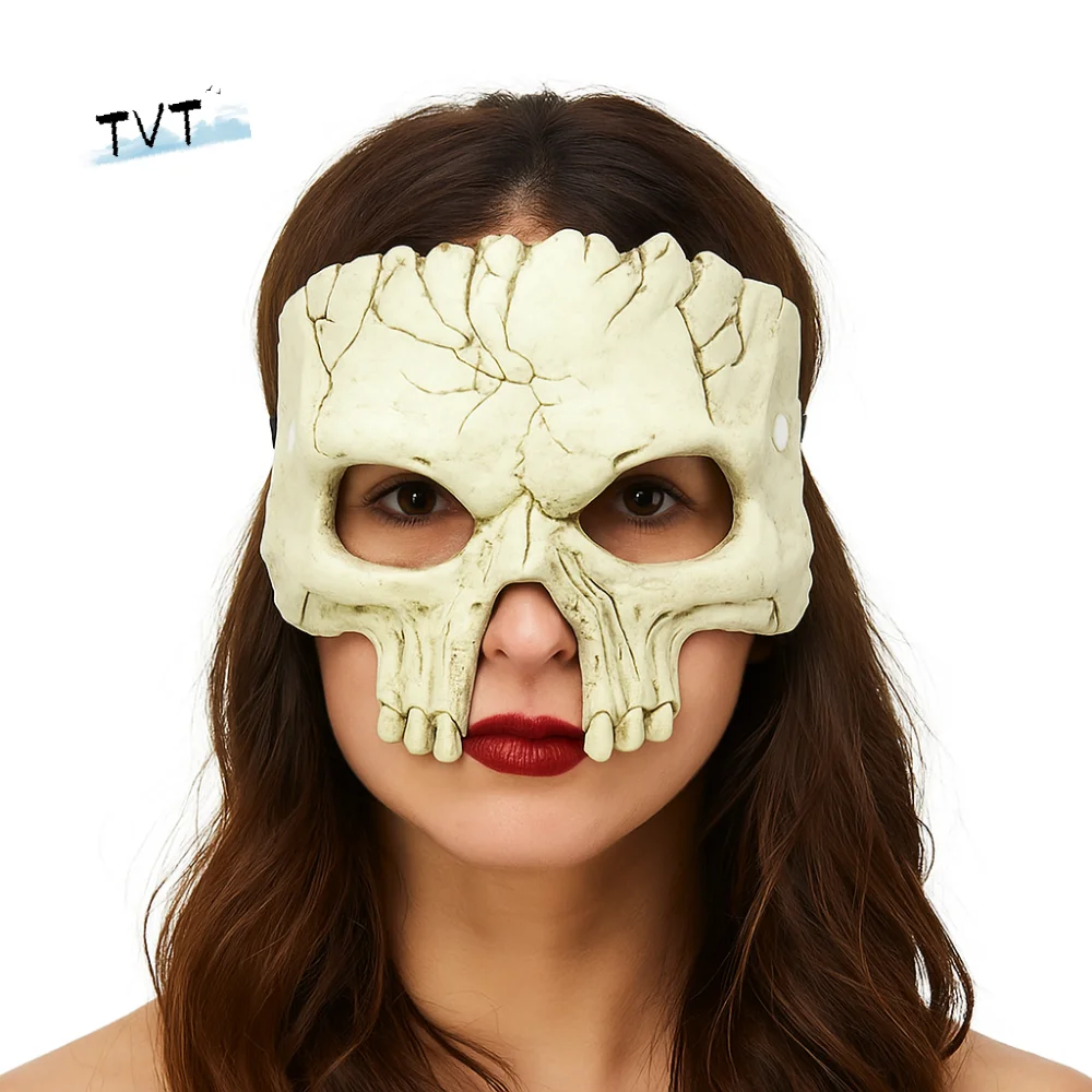 

Креативная маска на половину лица, реквизит для вечеринки, пенопластовая маска с черепом из искусственной кожи, принадлежности для косплея, маска скелета, маскарад