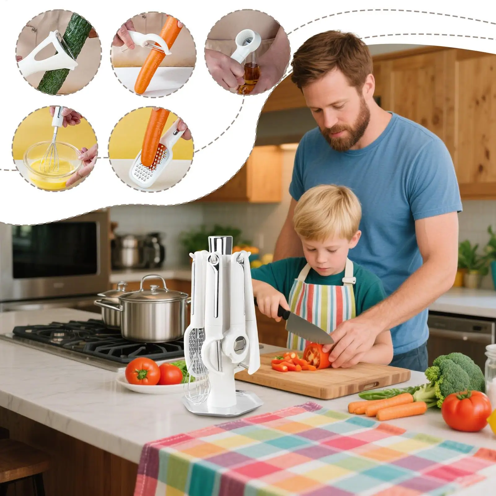 

Kitchen Utensils Set Bottle Opener With Storage Stand Includes Bottle Opener Peeler Grater Whisk And Sifter For Home Kitchen