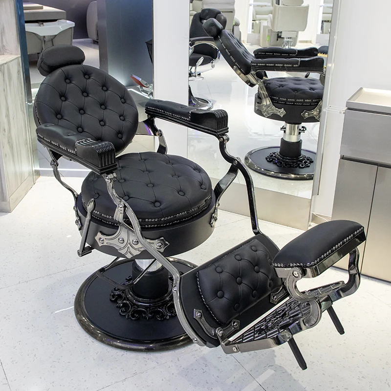 BOJUE High-End Salon Shaving Chair Wholesale Luxury Aluminum Frame Vintage Hair Salon Furniture Factory Barber Chairs For Men