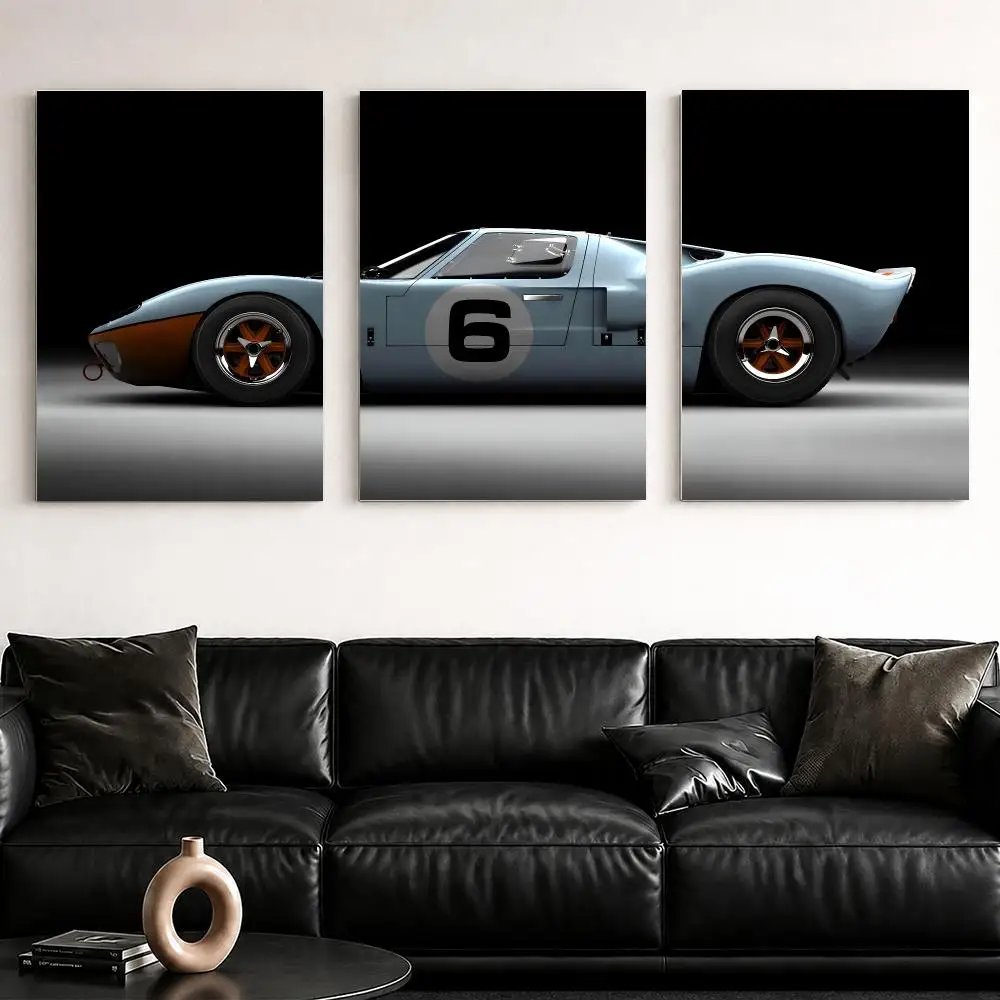 Retro Sports Car Design Framed Wall Painting Ready to Hang Canvas Wall Art Poster for Bedroom Living Room Home Decor Gift