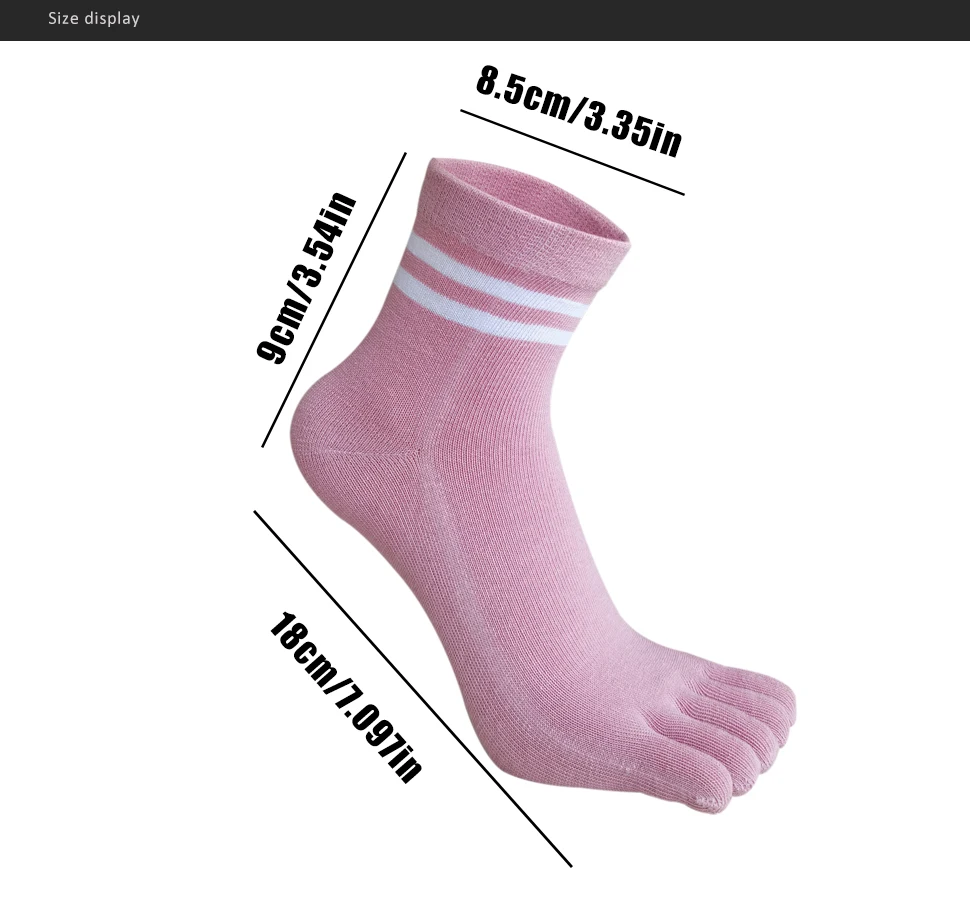 1/5 Paar Zehen kurze Socken Frau Mädchen Baumwolle gestreift solide atmungsaktive weiche elastische unsichtbare Socken 5-Finger-Socken Harajuku – Detail 2