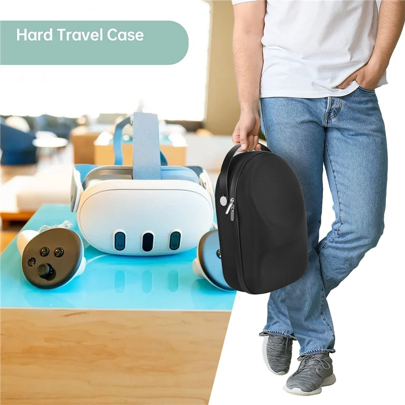 VR Carrying Case For Oculus Quest 3 Portable Storage Bag Handlebar Suitcase Travel Box VR Replacement Black