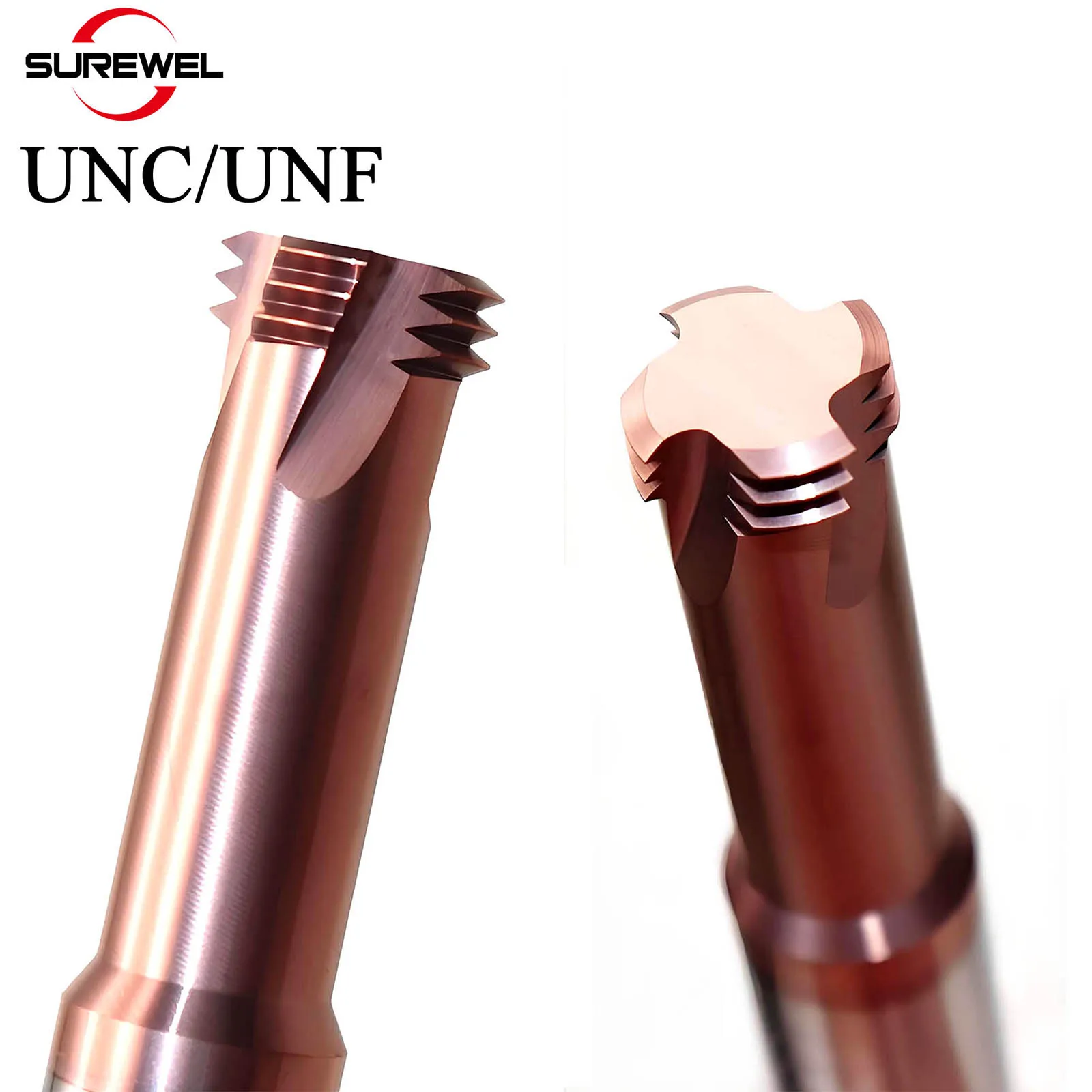 

SUREWEL thread mill HRC65 Solid Carbide UNC UNF American Unified thread mill 8-32 2-56 Thread Milling Cutter