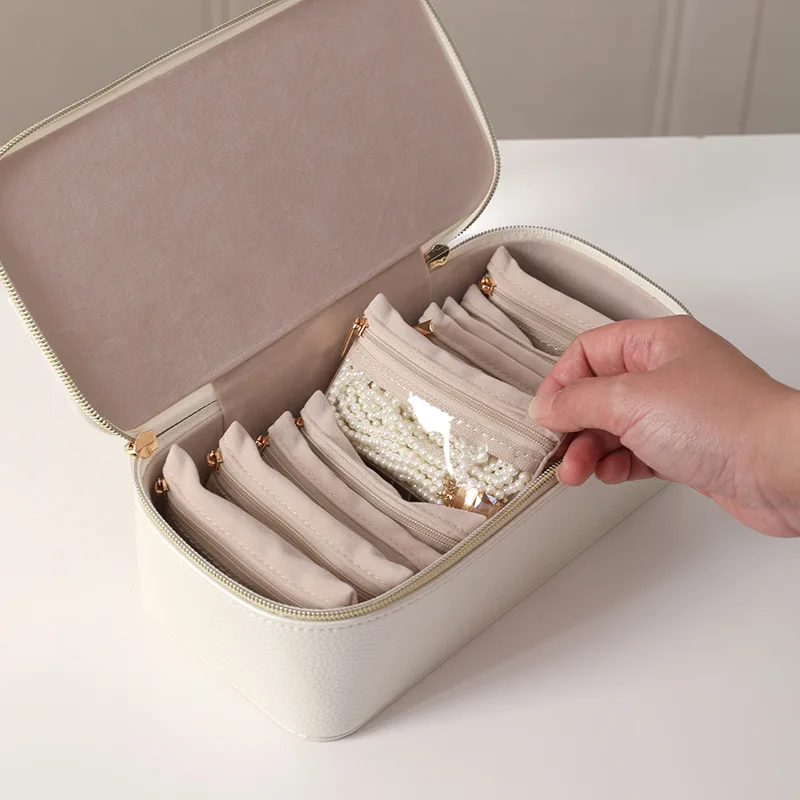 Portable 12-piece set PU Jewelry Box Earrings Rings Bracelets Watches Necklaces Storage Box Travel Collection  Bag
