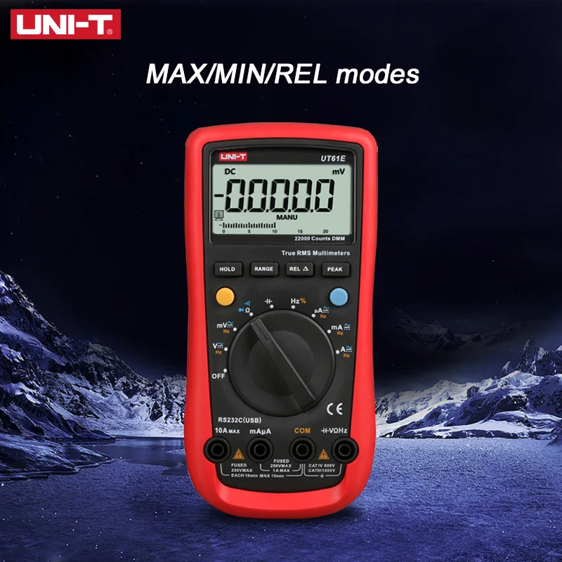 Imagem -03 - Medidor Multímetro Digital True Rms 1000v ac dc Tester de Tensão Modo Relativo 22000 Contagens Alta Confiabilidade Uni-t-ut61e