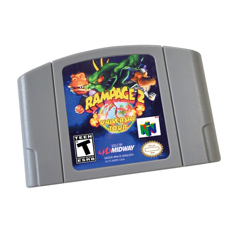 N64 games Cartridge-Rampage 2 Universal Tour -NTSC Version Retro Games reconstructed