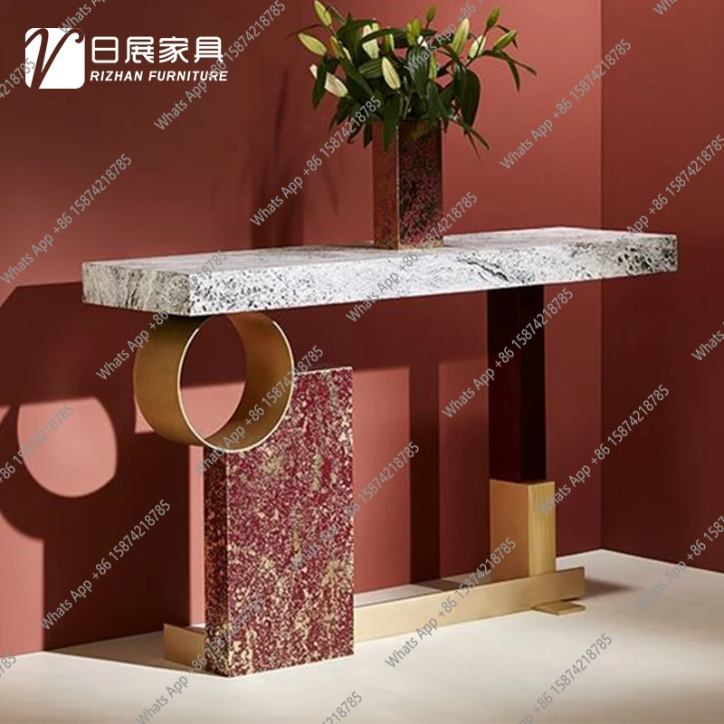 Wall-facing entrance table for commercial places Small apartment entry end view table Public area decorative cabinet display