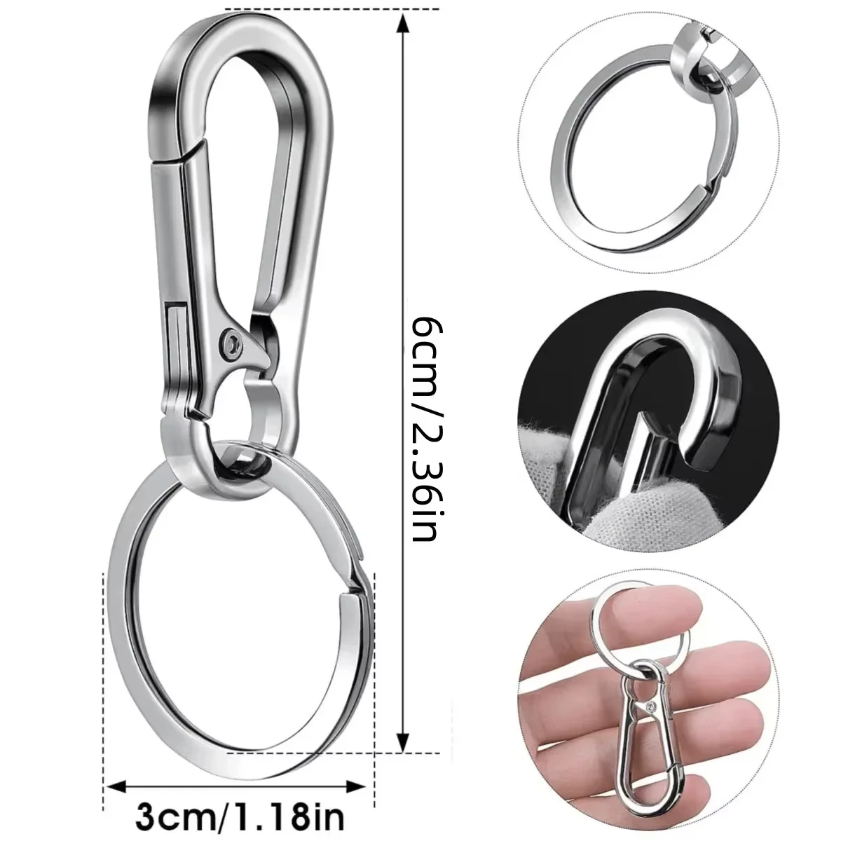 4Pcs Carabiner Clip Keychain Metal Carabiner Shape Key Ring Keyring Key Holder Clips Hook Holder Organizer for Car Keys Finder