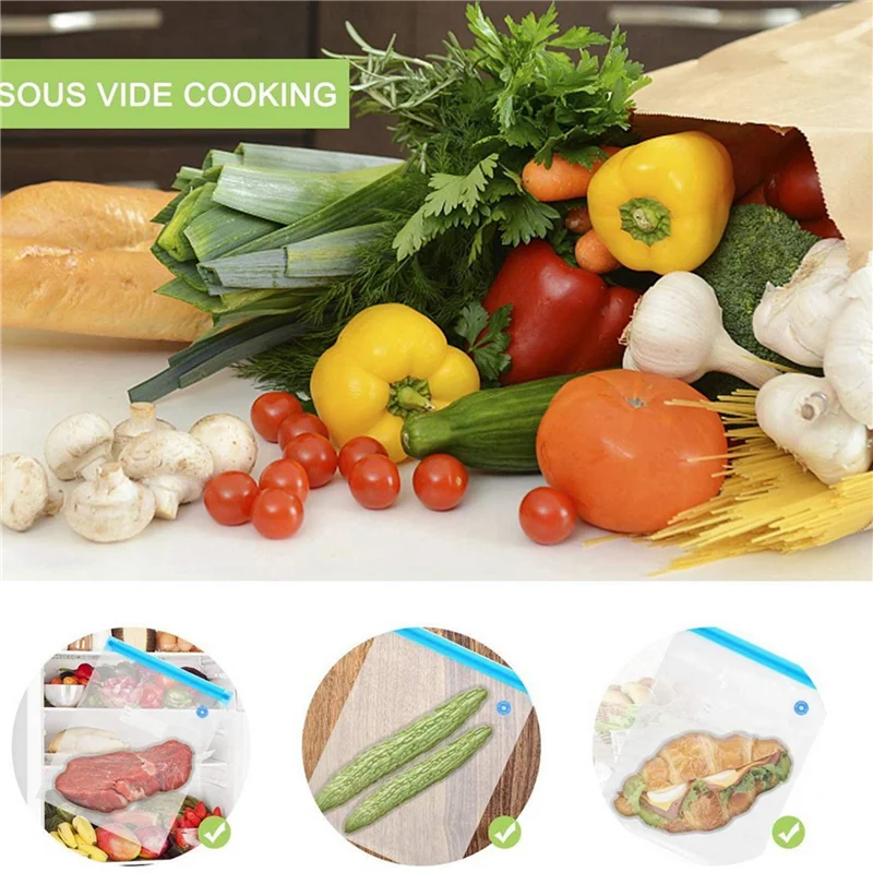 

【Perfect-Gift!】Sous Vide Bags 80Pack Reusable Electric Vacuum Food Storage With 4 Hand Pump,3 Size Sealed Bag,16 Clip