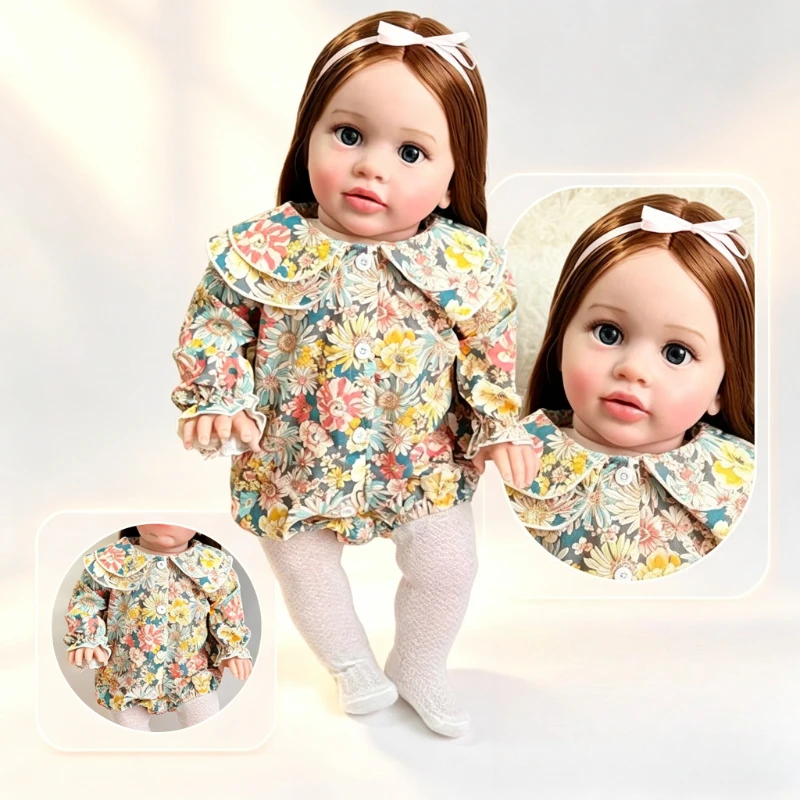 

66CM Huge Baby Size Reborn Toddler Pippa Made High Quliaty Doll with 3D Skin Visible Veins Hand Rooted Hair Christmas Gift