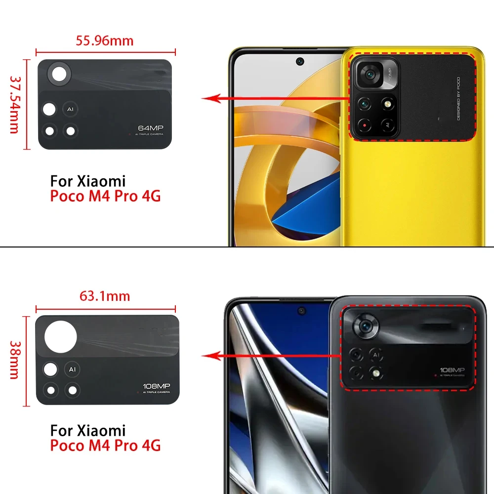 NEW Tested Camera Lens Back Rear Camera Glass Lens with Ahesive For Xiaomi Mi Poco C40 X3 GT F3 F4 F2 Pro M4 X4 F5 Pro 5G M3