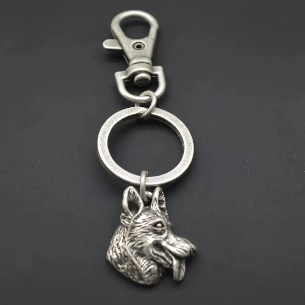 Antique Silvler Bronze German Shepherd Key Chain