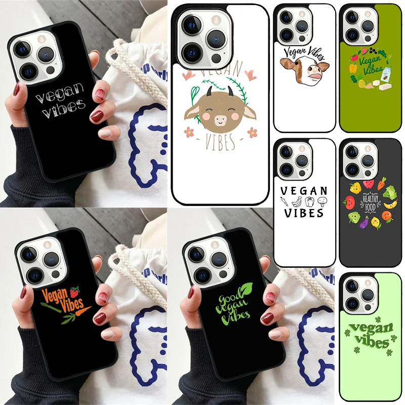 Vegan Vibes Eat Plants Cover For iPhone 16 13 14 15 Pro Max 12 Mini 11 15 Pro Max 6 7 8 Plus Max SE 2020 Phone Case