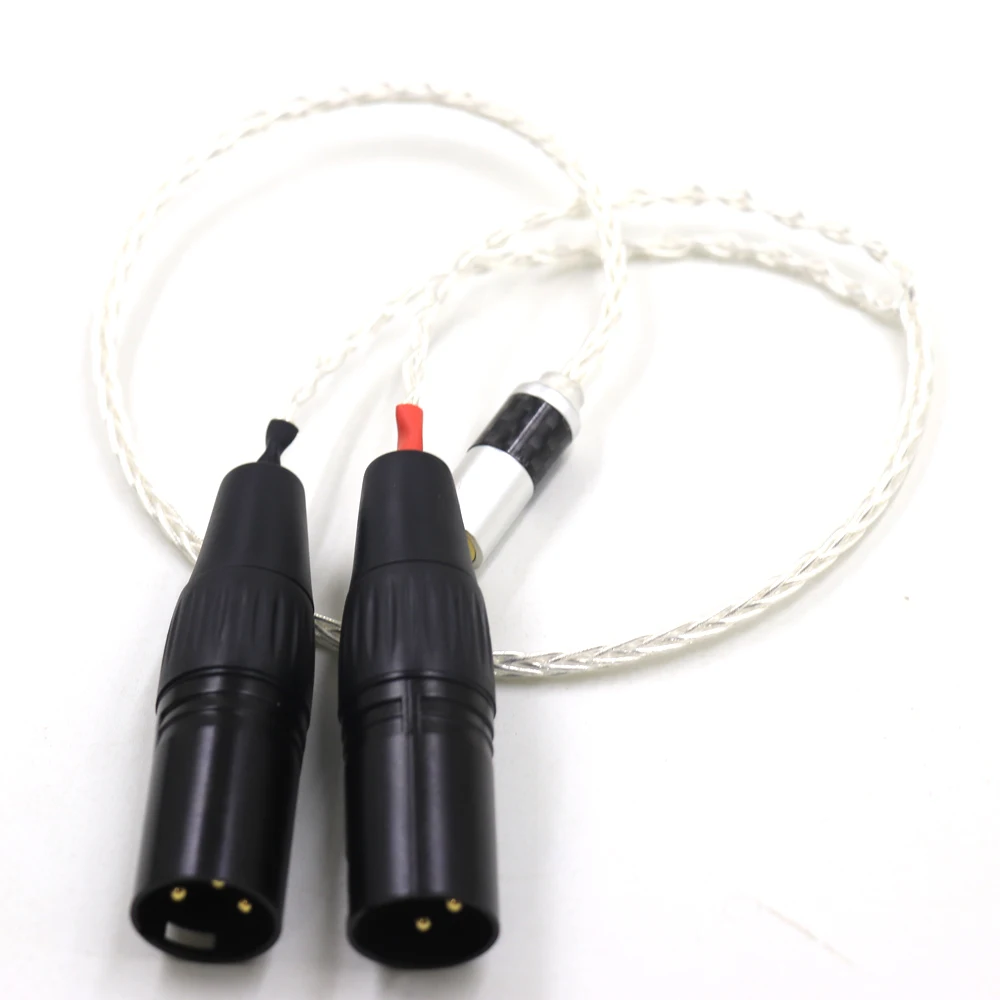 عالية الجودة 8 النوى الفضة مطلي 4.4 مللي متر متوازنة الذكور إلى المزدوج 2x 3pin XLR متوازنة ذكر محول الصوت كابل