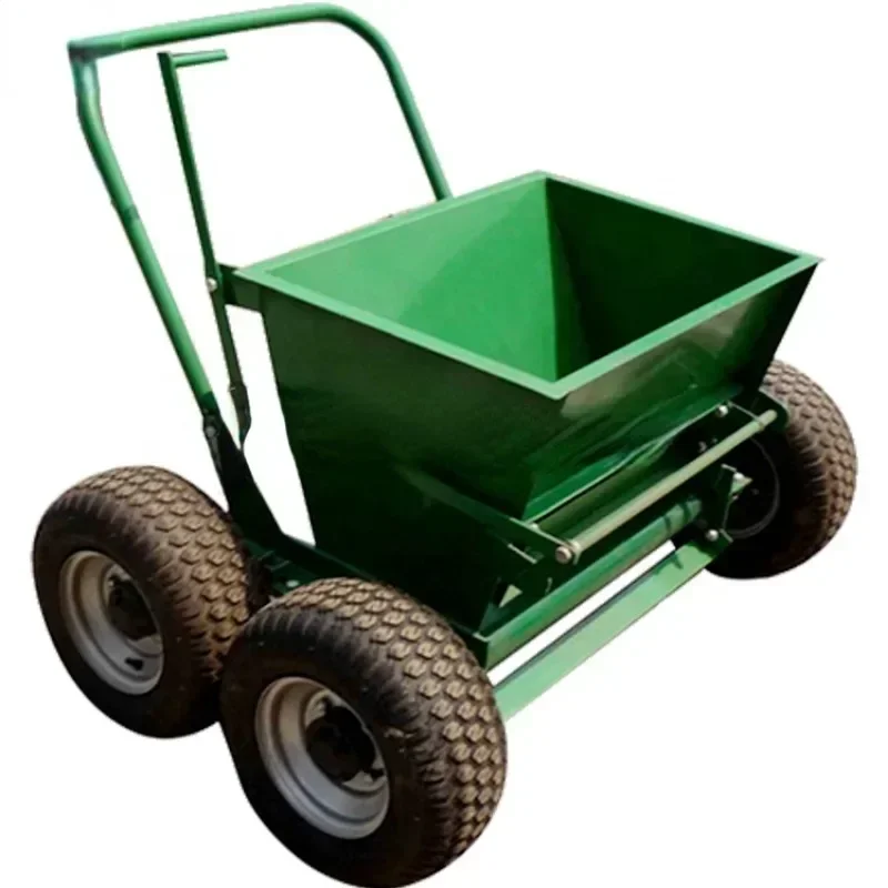 Artificial grass sand paving machine  solid steering wheels hand push Large capacity sand washing truck Hot sales