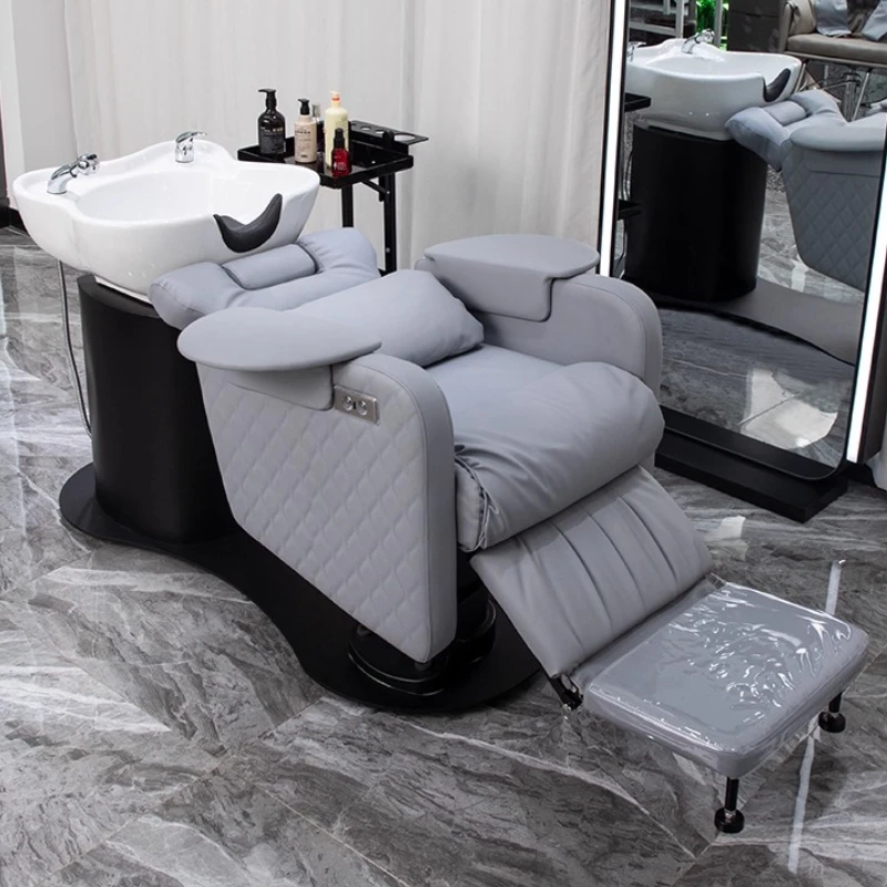

Эргономичное массажное кресло для шампуня, удобная кровать для красоты, кресло для шампуня для душа, парикмахерская мебель из искусственной кожи Мойка Волос MHXFY