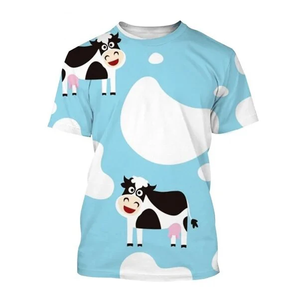 Summer Fashion New Cow 3D Print T-shirts Women Streetwear Casual Harajuku Short Sleeve T Shirt O-neck Kids Tees Tops Clothing