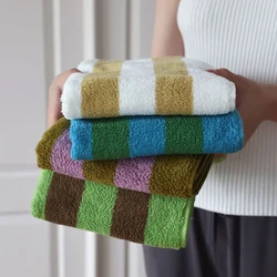 Retro Gestreepte Puur Katoen Strand Badhanddoek Absorberende Badkamer Handdoek Thuis Hotel Outdoor Comfortabele Handdoeken Handdoek Dames