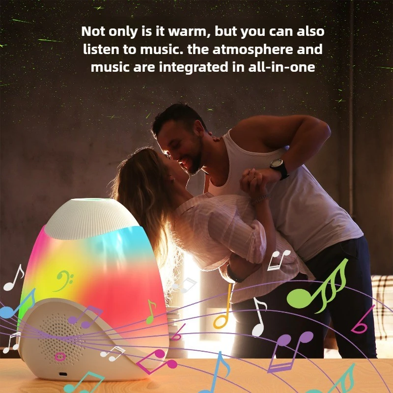 Projection Atmosphere Light Bluetooth Speaker Colorful Digital Display Timer Alarm Clock Nightlight Desktop Decorative Lighting