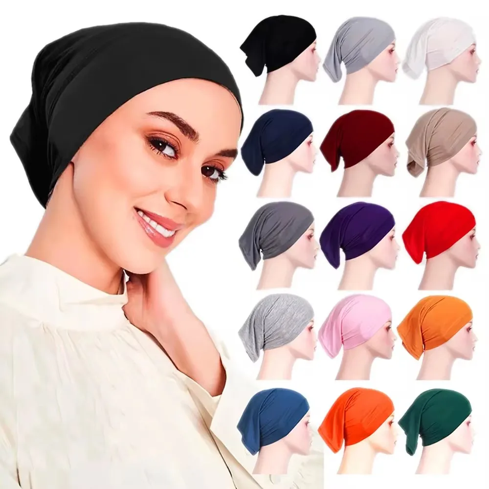 Classic Practical Muslim Hijab Inners Stretch Jersey Cotton Modal Tube Cap Shawl Bottom Women Ramadan Headscarf Bonnet 28 Colors