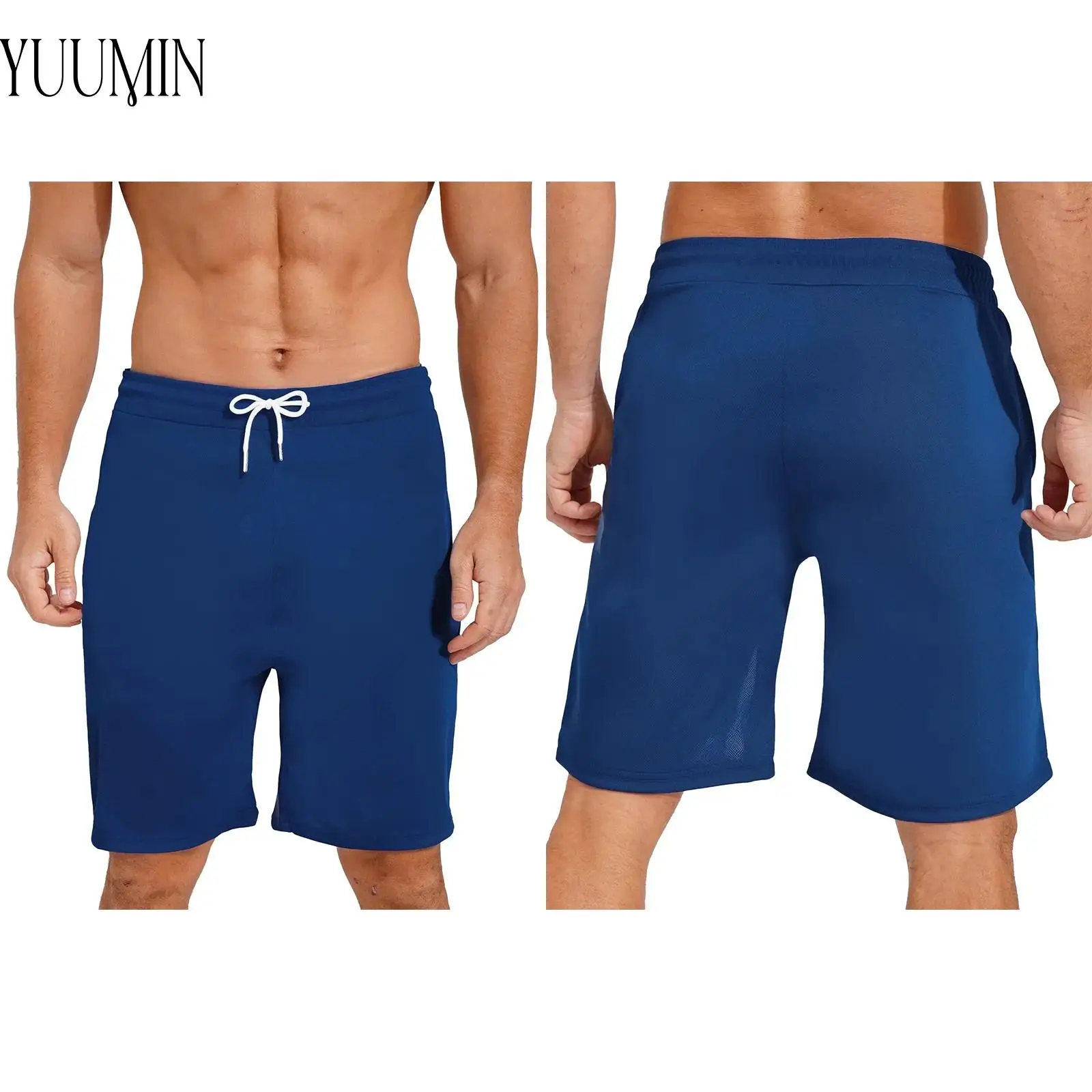 

Running Shorts Mens Drawstring Elastic Waistband Shorts with Pockets for Sports Workout Football Basketball Volleyball Badminton