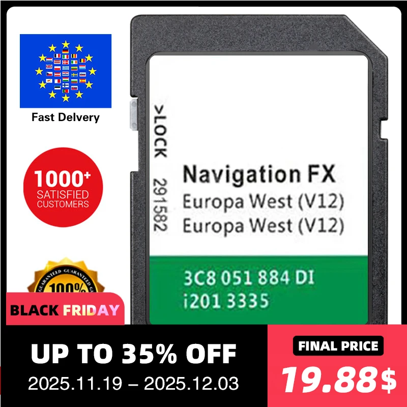 

SD-карта 3C 8051884 Программное обеспечение Navi для навигационной видеосъемки DI Navigation V12 Europe RNS 310 для оригинального обновления VW