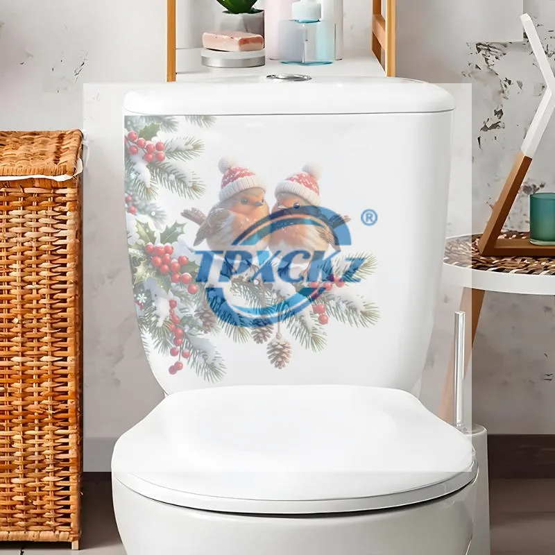 Christmas Robin Bird Toilet Tank Sticker Decal Bathroom Self Adhesive Xmas Wall Decor