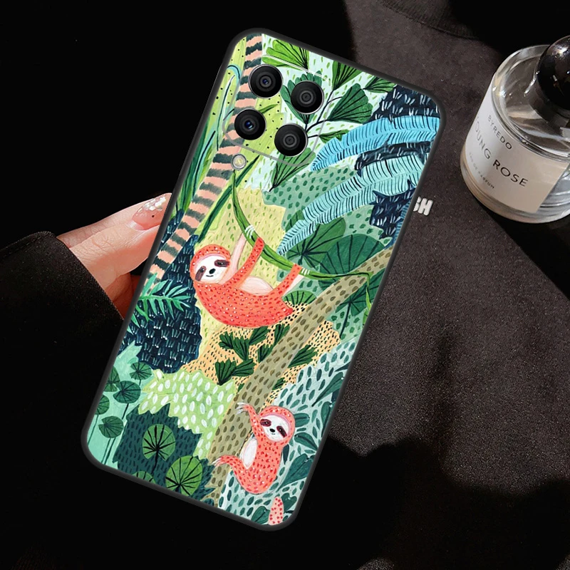 Cute Cartoon Sloth Leopard Case For Samsung Galaxy M32 M52 M12 M13 M23 M33 M53 M11 M51 M14 M34 M54 M30s M31s M20 Cover