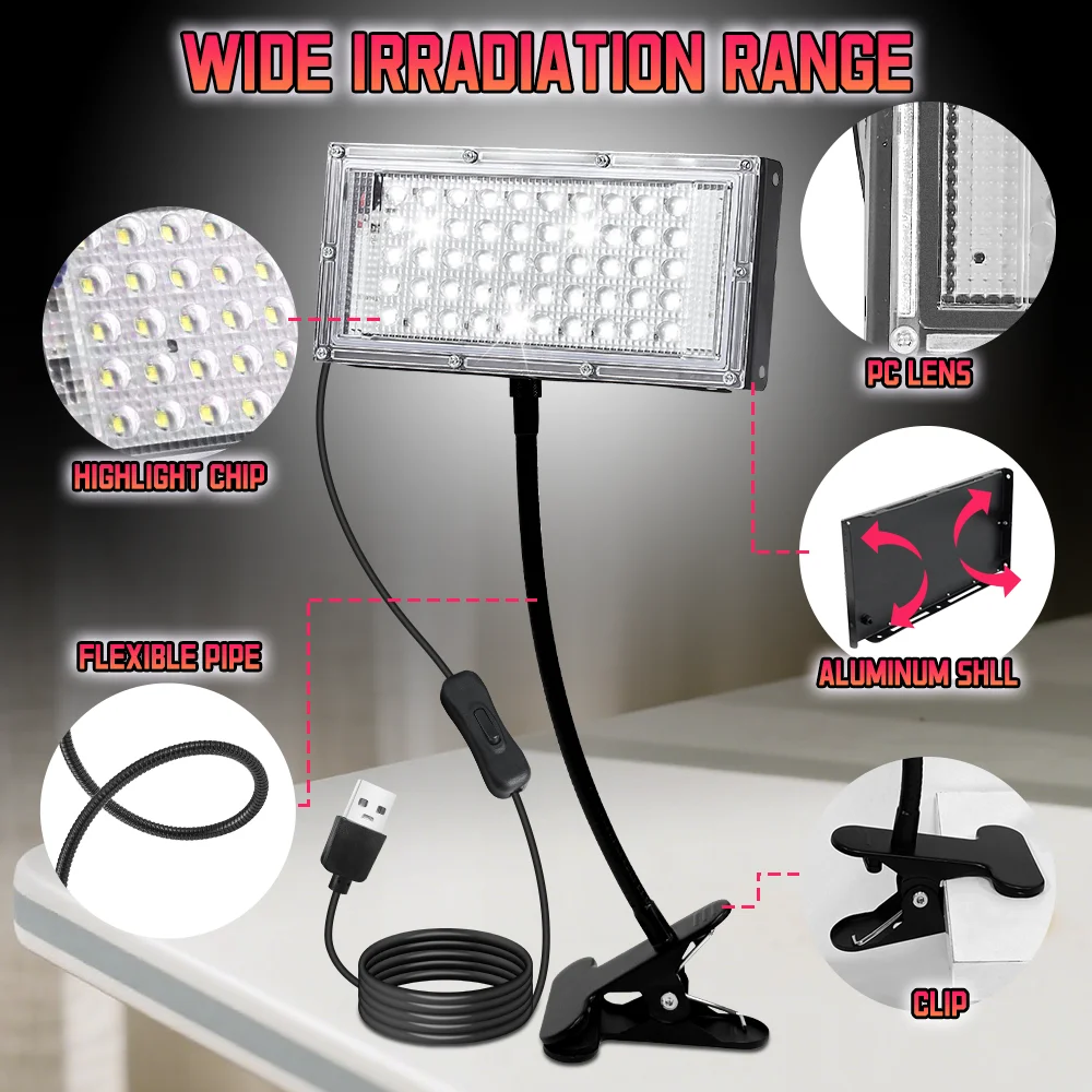 

50 LED Clip-on White Work Light Industrial Grade Portable Lamp