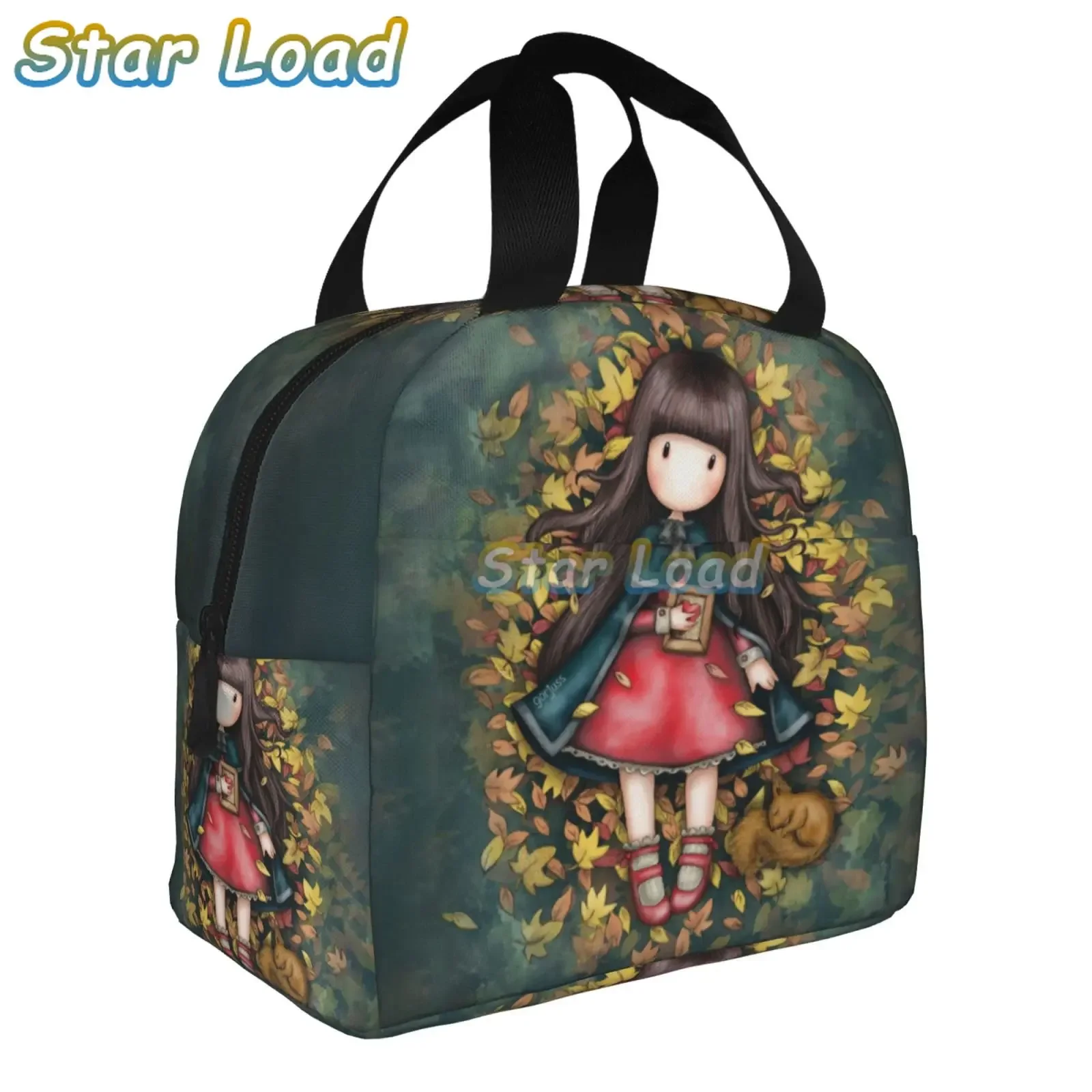 Santoro Gorjuss Doll Insulated Lunch Tote Bag for Women Cartoon Girl Portable Cooler Thermal Food Lunch Box Work School Travel