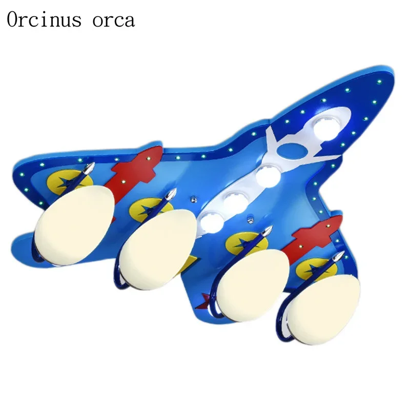 New creative blue aircraft ceiling ceiling lamp children bedroom  bedroom lights modern cartoon LED fighter ceiling lamp