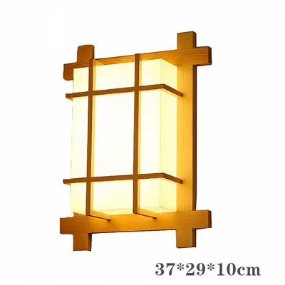 Japanese Tatami Style LED Rubber Wood Frame Wall Lights WitPVC Shade Lamp For Bedroom Bedside