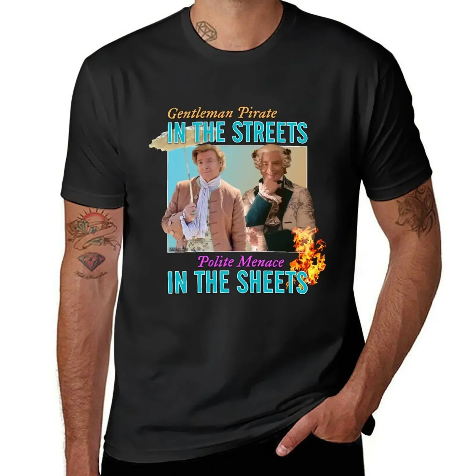 

Stede Bonnet - Gentleman Pirate in the Streets, Polite Menace in the Sheets T-Shirt korean fashion oversized mens workout shirts