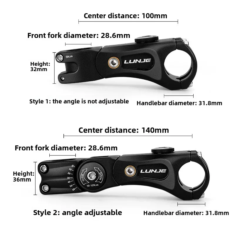 LUNJE mountain bike adjustable shock absorber stem 100/140mm road bike off-road touring bike shock absorber stem