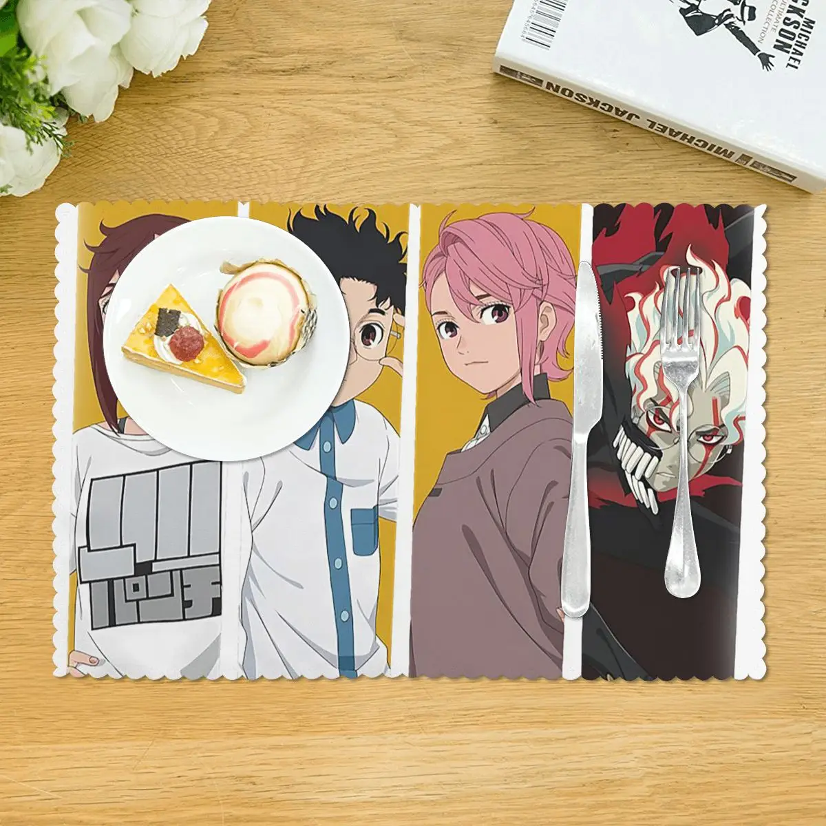 Anime Dandadan Turbo Granny Cat Placemat Heat Resistant Plate Mat for Dining Table Bowl Coaster Home Decor Absorbent Mats
